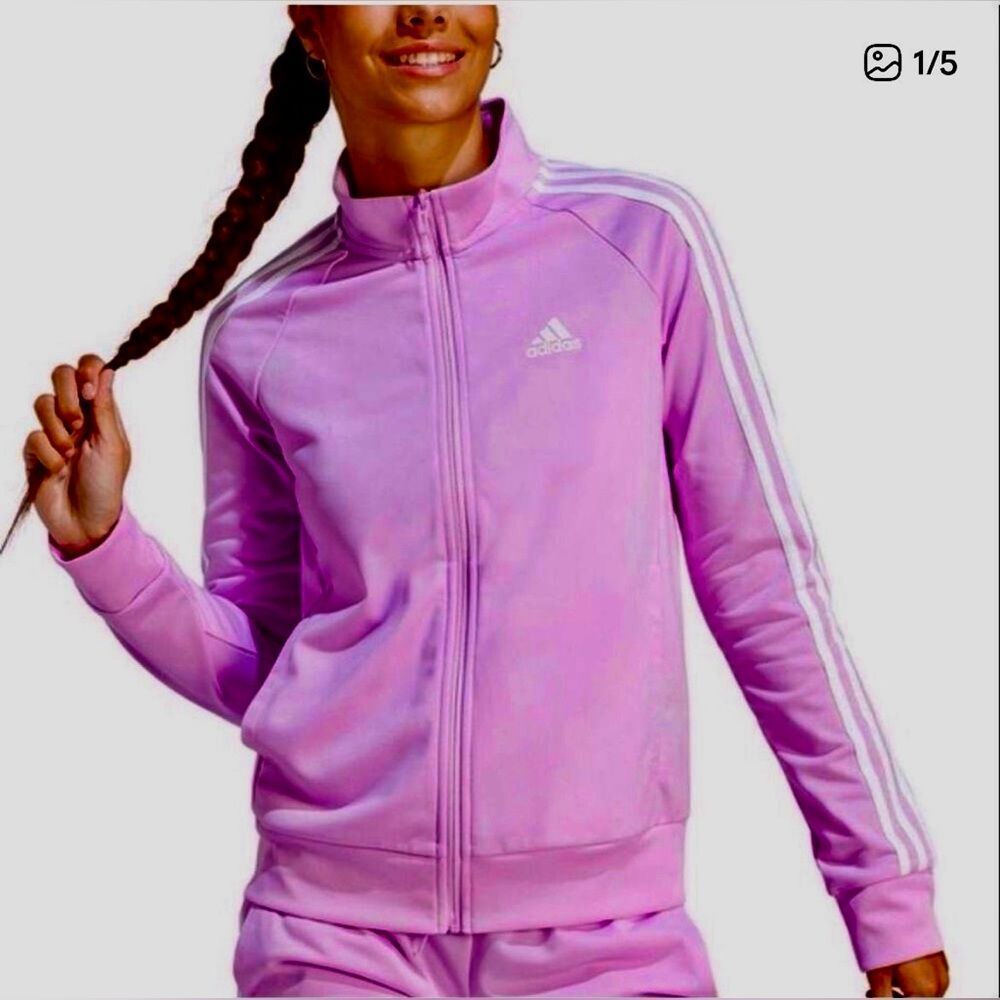 #626. Adidas NWT CURVY Purple 3-Stripe Full Zip Tricot Track Jacket